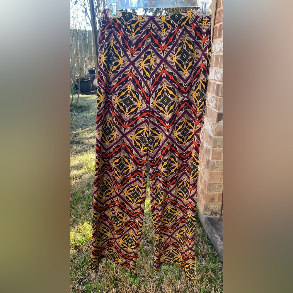 Geometric Design Cha Cha Vente Large Wide Leg Elastic Waist Pants